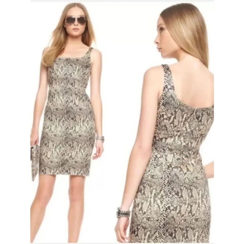 Michael Kors Sleeveless Snakeskin Body Con Dress Sz 12